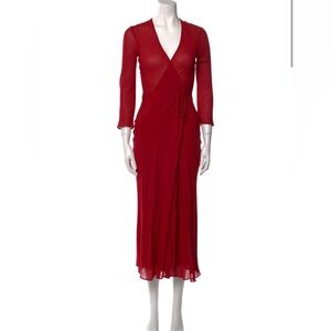 Reformation Red Long Sleeve Wrap Maxi Dress